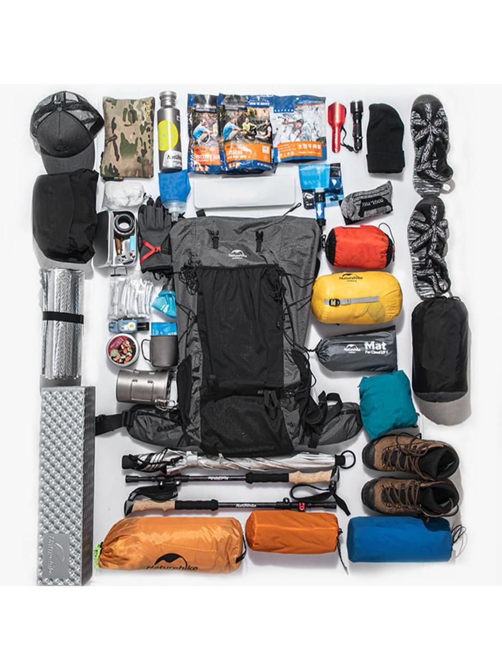 Рюкзак Naturehike Rock Series NH19BP095 60-65 л с рамой, dyneema, черный, 6927595761649