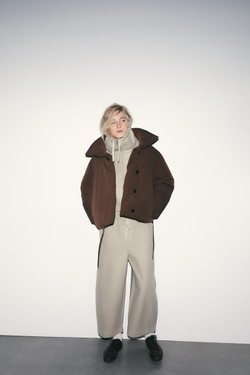 ZARA КОРОТКИЙ СТЕГАНЫЙ АНОРАК WATER AND WIND PROTECTION, ТЕМНО-КОРИЧНЕВЫЙ