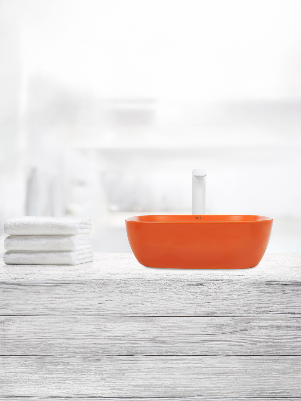 Раковина накладная (матовая оранжевая) WeltWasser WW  ELBACH 2143 MO 490х395х150