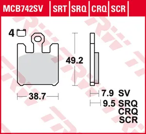 Колодки тормозные дисковые TRW MCB742SV