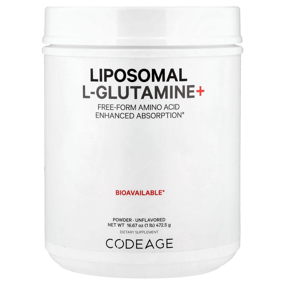 Codeage, Липосомальный L-глютамин + порошок, без ароматизаторов, 472,5 г (16,67 унции)