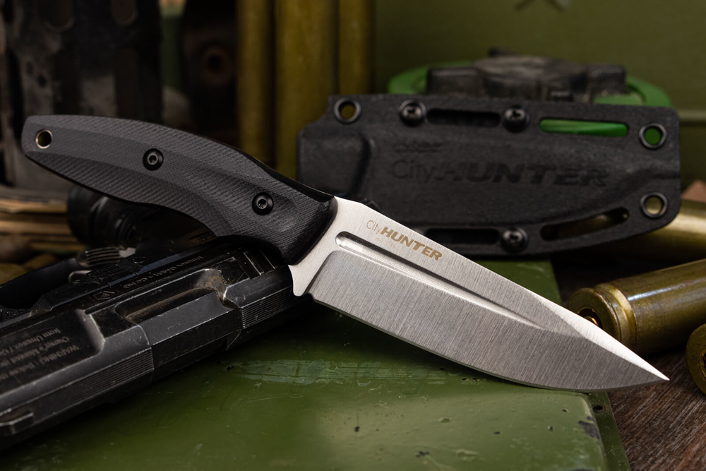 Туристичеcкий нож CityHunter AUS-8 Stonewash Black