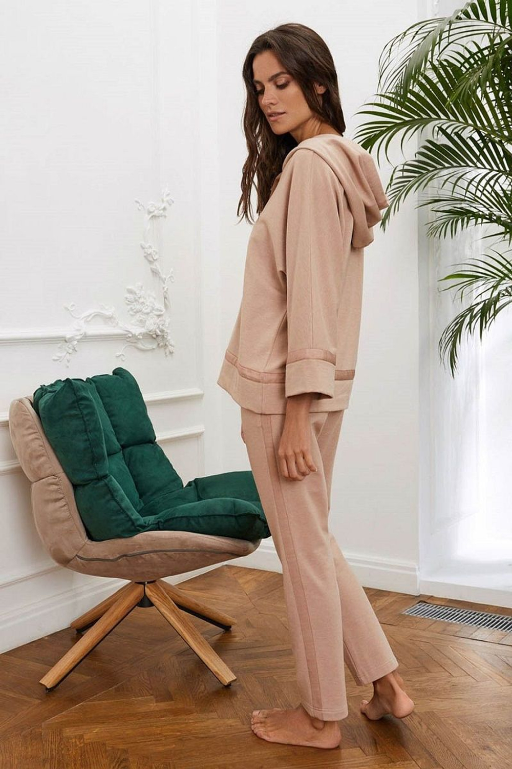 Толстовка из меланжевой ткани (Размер: L) (Цвет: бежевый)