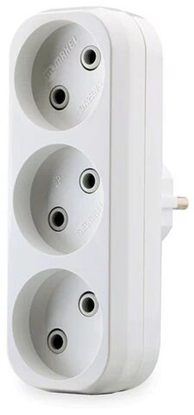 Разветвитель 3 гнезда без заземления белый, Makel 10032