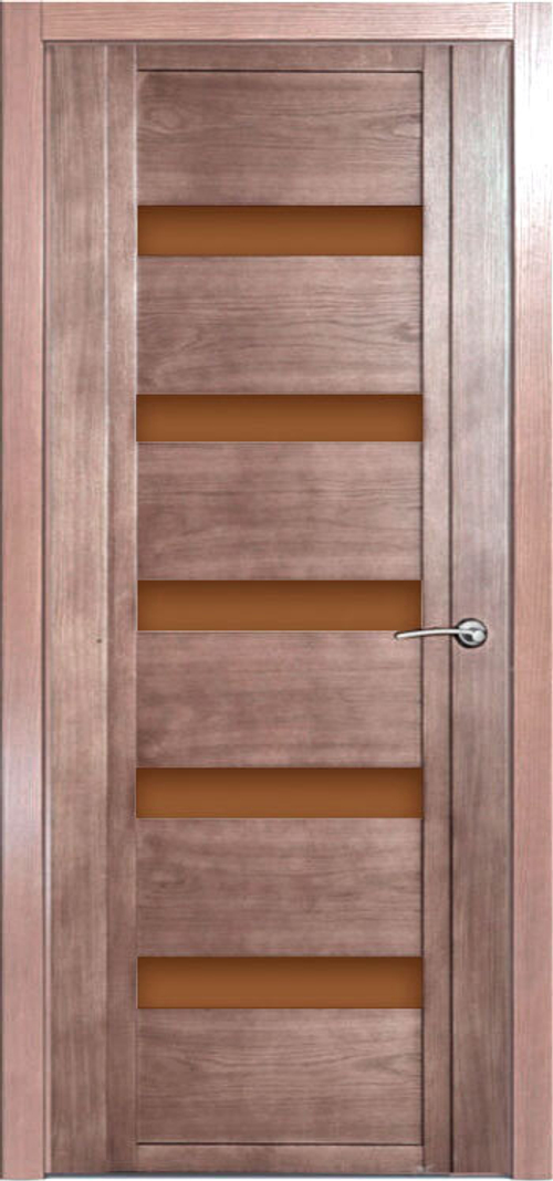 Межкомнатная дверь H-VII / Цвет Дуб грейвуд / Стекло бронза / Двери Верда