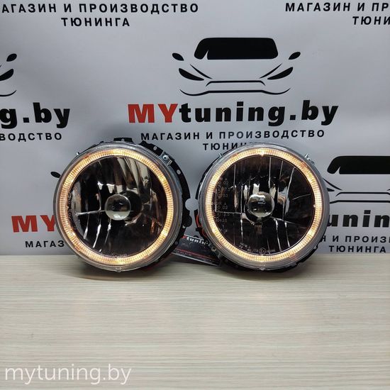 Передние фары внешние VW Golf 1 angel eyes chrome