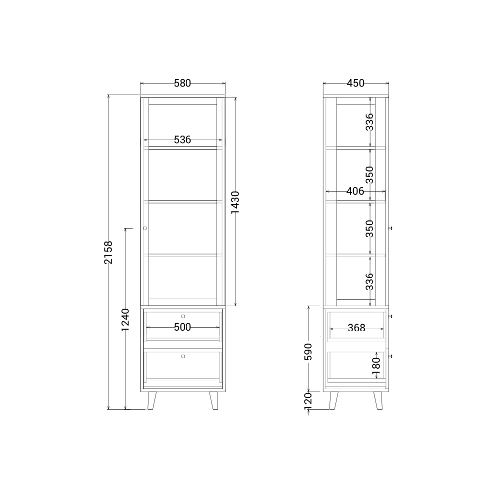 Узкая витрина TW164