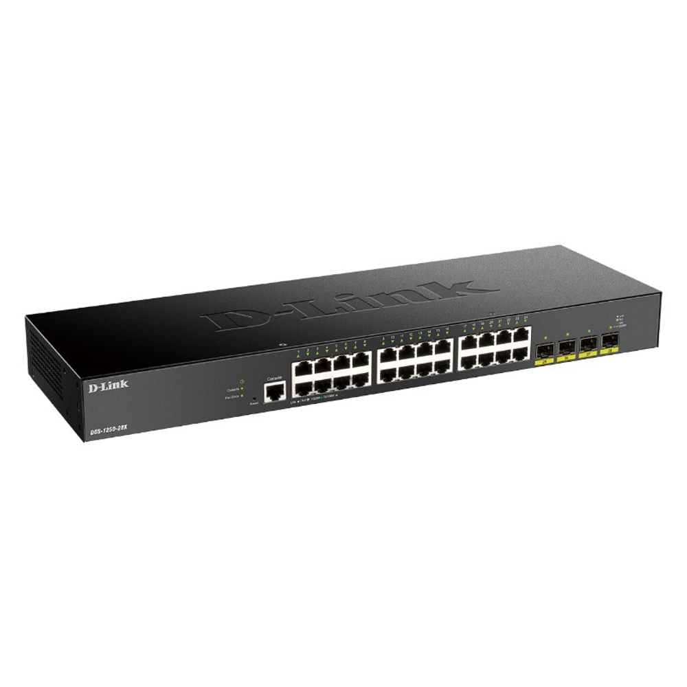 D-Link DGS-1250-28X/A1A Управляемый L2 коммутатор c 24 портами 10/100/1000Base-T и 4 портами 10GBase-X SFP+