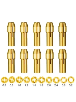 Набор цанговых патронов латунных 0,5-3,2мм, хвостовик 4,3 мм, 10 шт.