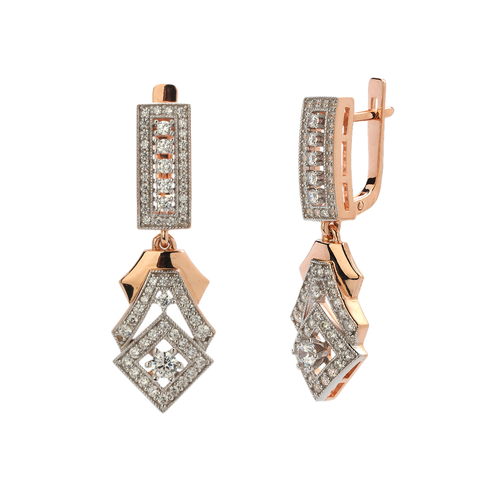 Серьги с фианитом из серебра 925 пробы JA-S-513894РА