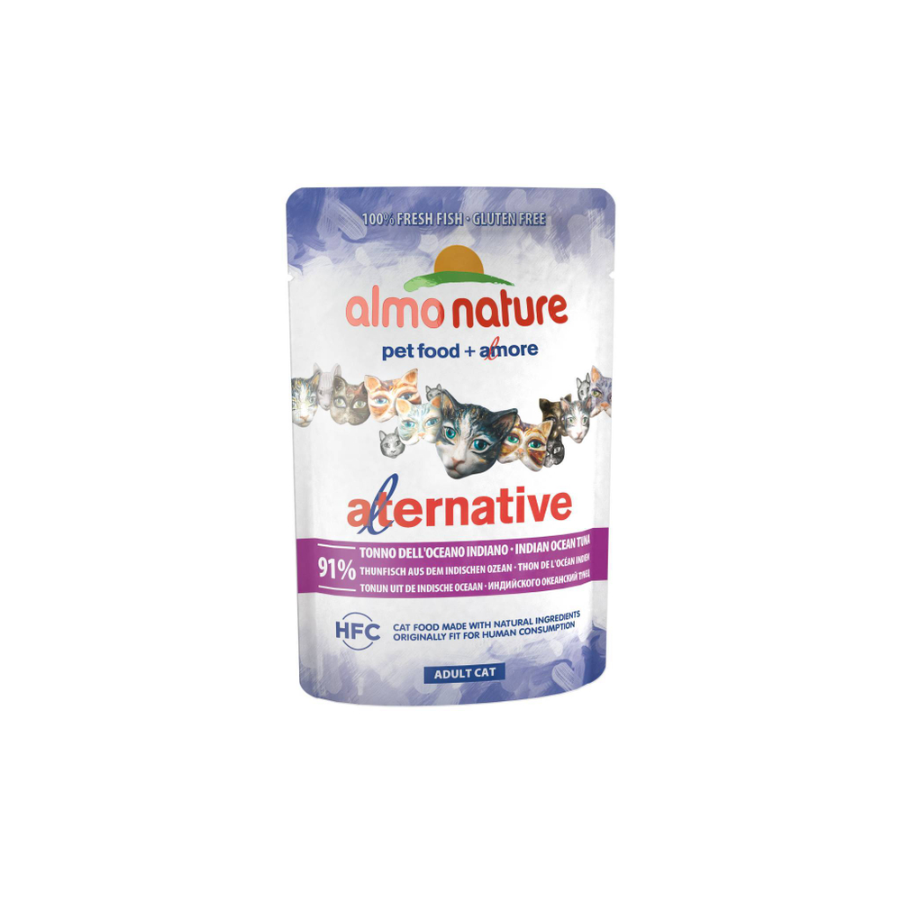 Almo Nature Alternative Паучи для кошек "Тунец Индийского океана" 91% мяса (Alternative - Indian Ocean Tuna) 0,055 кг x 1 шт.