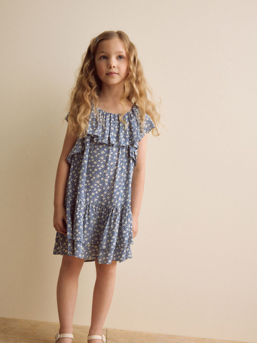 Платье с оборками для девочки Next AC6-229, Голубой