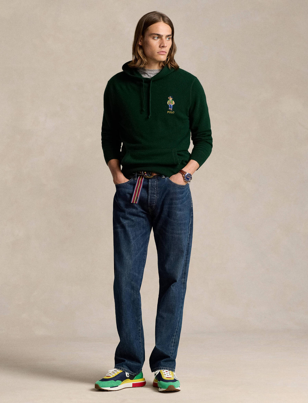 Хлопковая Худи POLO RALPH LAUREN - темно-зеленый(710946003)