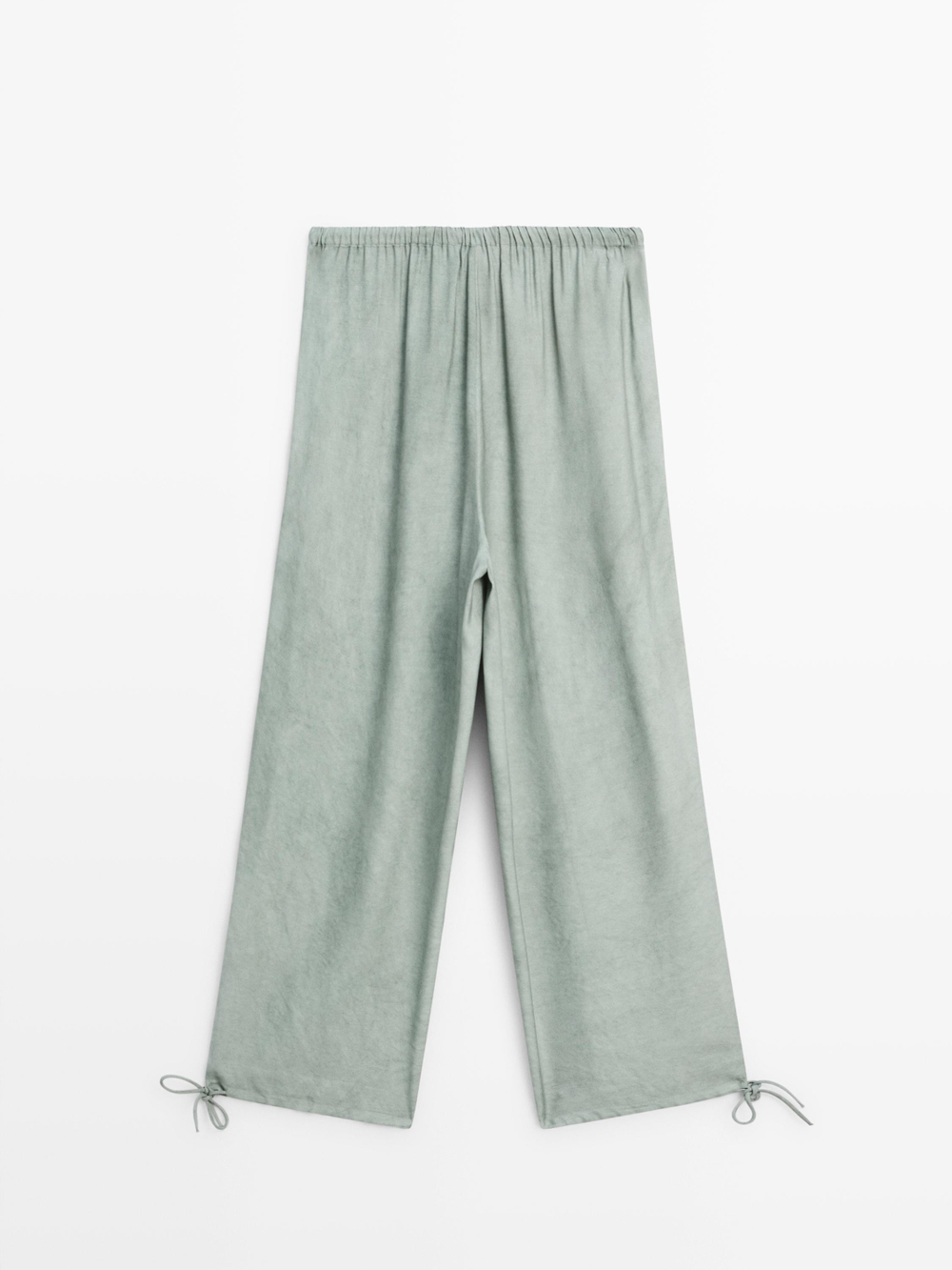 Massimo Dutti Брюки Саруэль с завязками, фисташковый