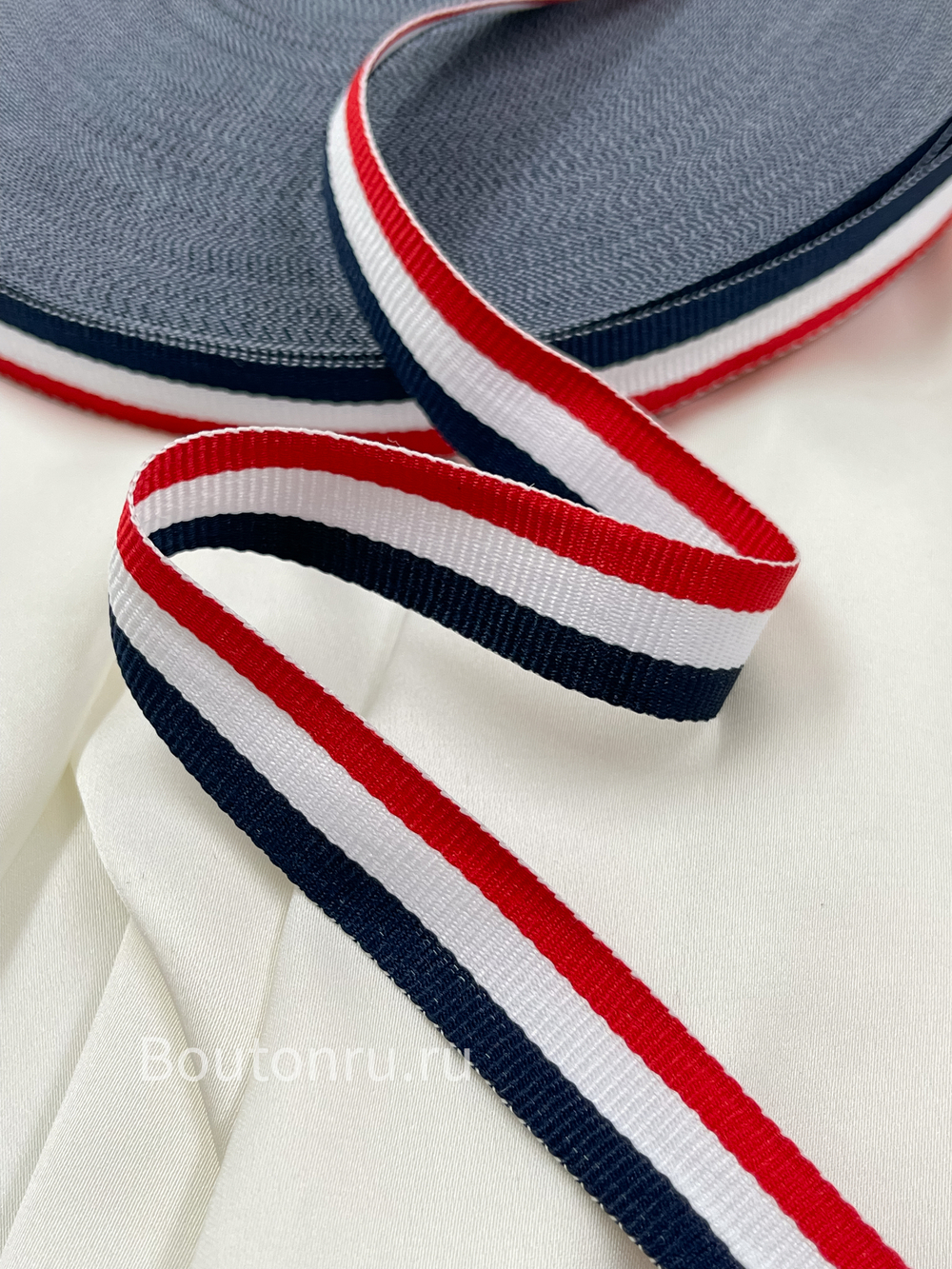 Лента репсовая 1,5 см синий красный белый