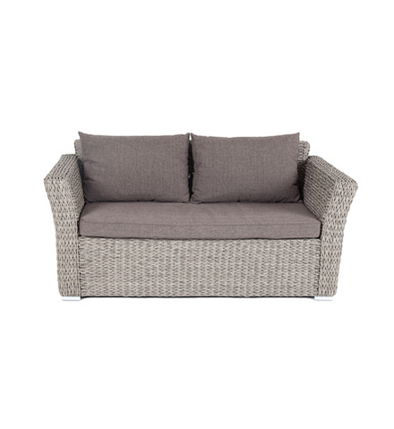 "Капучино" диван из искусственного ротанга (гиацинт) двухместный, цвет серый