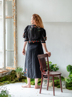 Бохо платье черное с вышивкой