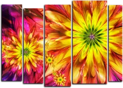 Модульная картина "Цветы разноцветные"