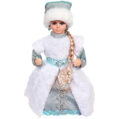 Снегурочка музыкальная «Серебристый снег» 30 см (серебряная шубка)