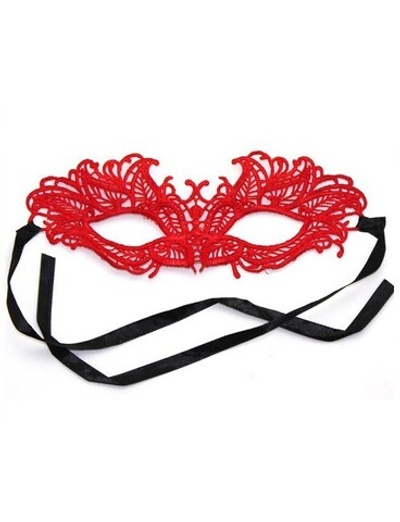 Ажурная красная кружевная маска "Верона" (Цвет: красный с черным)