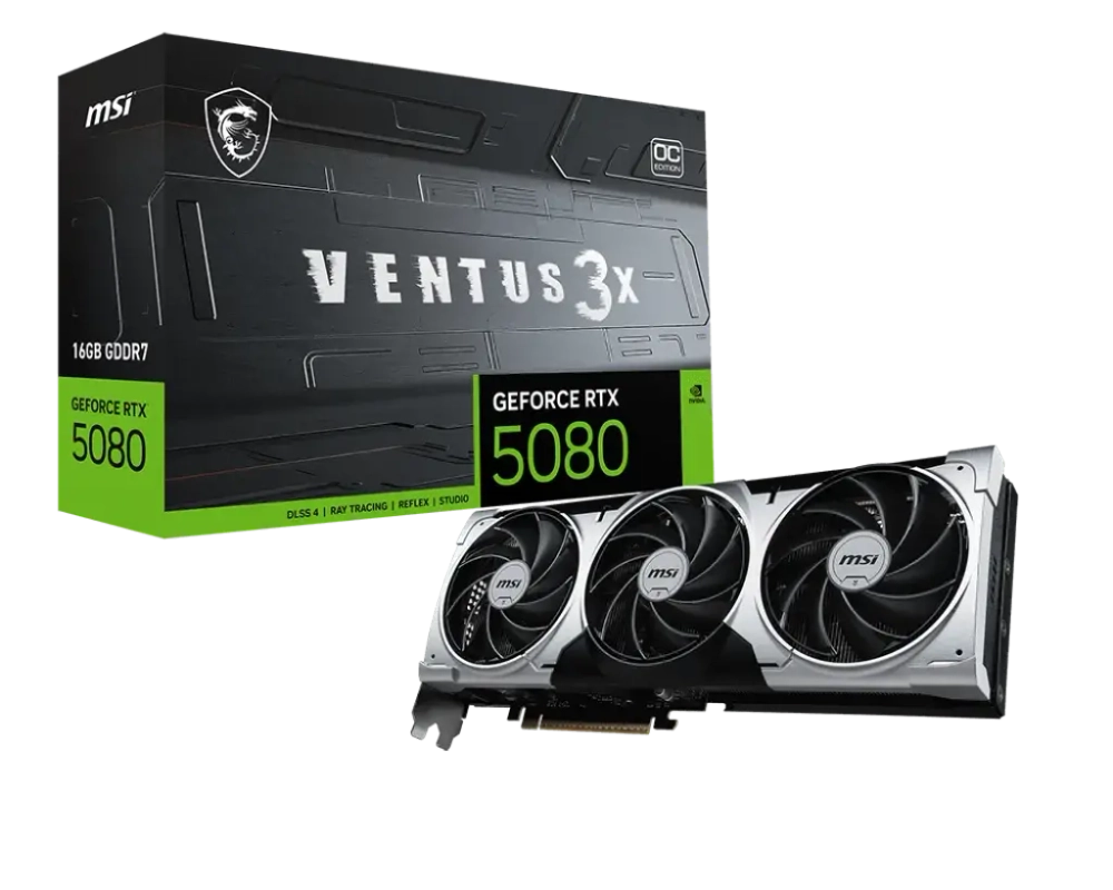 Видеокарта MSI GeForce RTX 5080 16G VENTUS 3X OC PLUS, 16G GDDR7, 256bit 1xHDMI 3xDP (G5080-16V3CP)
