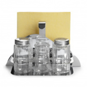 Набор для специй 3 предмета (соль, перец, зубоч) + салфетница нержавеющая сталь, крюк Luxstahl