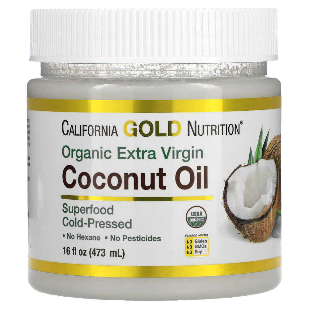 California Gold Nutrition, Superfoods, органическое нерафинированное кокосовое масло первого холодного отжима, 473 мл (16 жидк. унций)