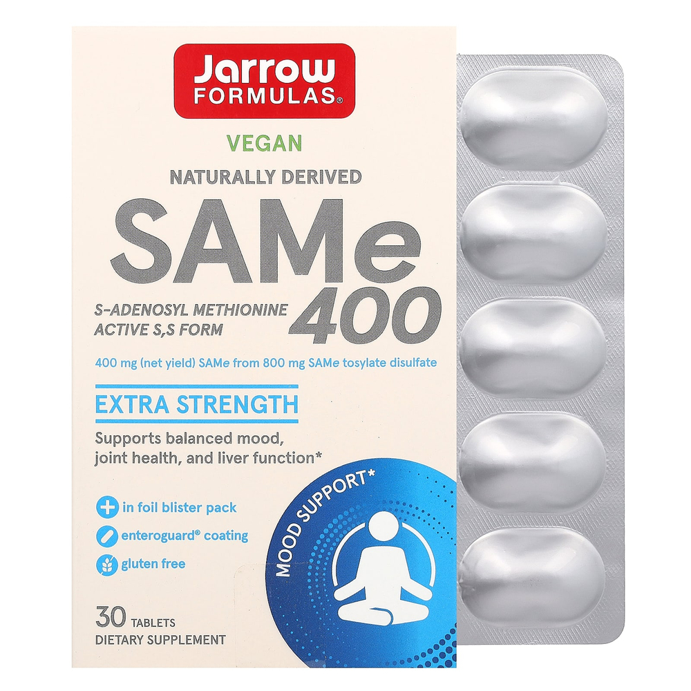Jarrow Formulas, SAMe 400, 400 мг, 30 таблеток