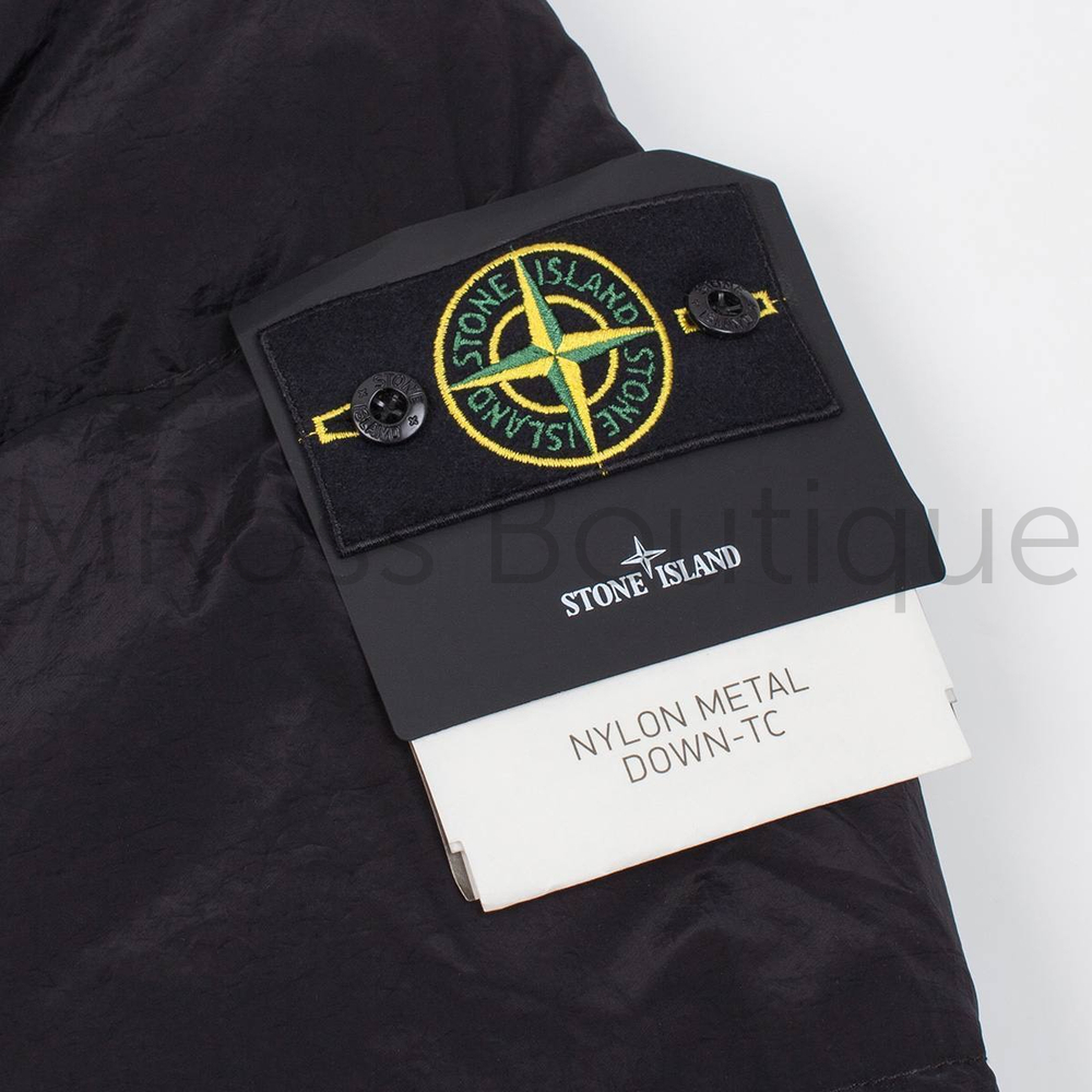 Мужской черный пуховик Стоун Айленд Stone Island Nylon Metal Down премиум класса