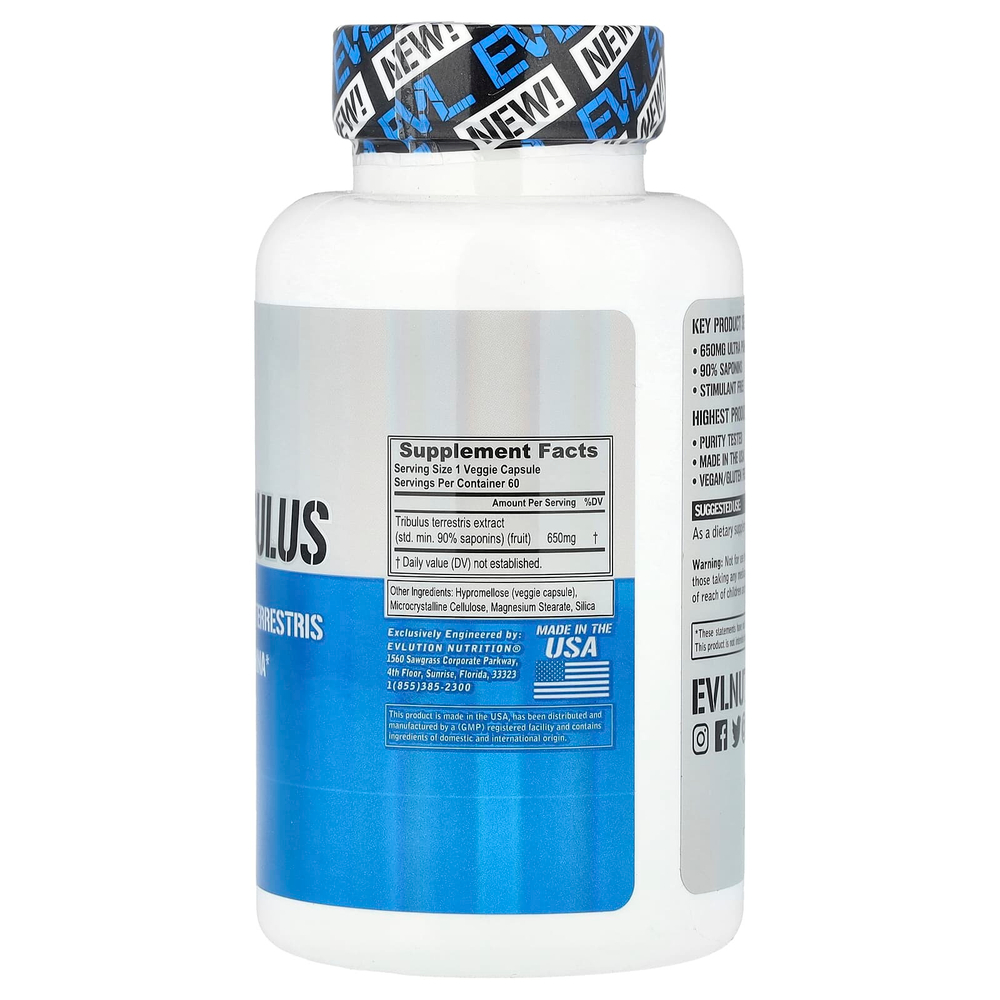 EVLution Nutrition, 100% якорцы, 650 мг, 60 растительных капсул