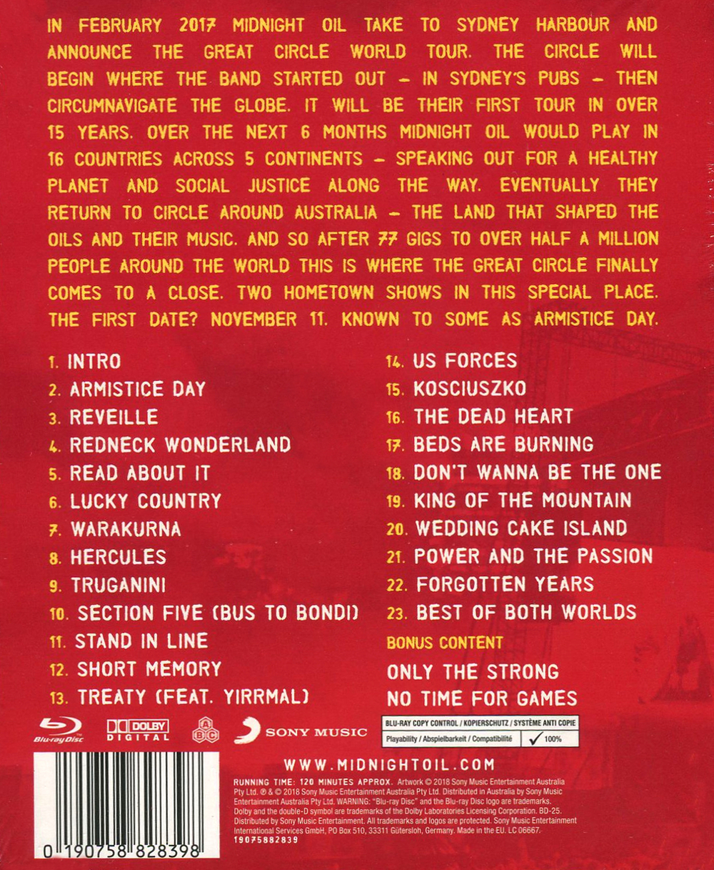 Midnight Oil / Armistice Day - Live At The Domain, Sydney (Blu-ray)