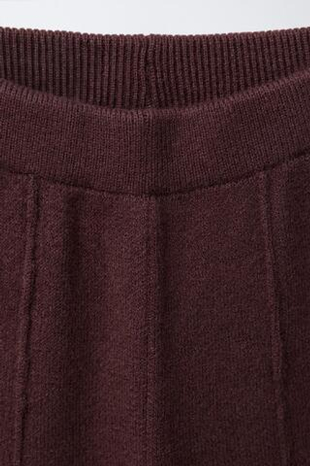 ZARA ТРИКОТАЖНЫЕ БРЮКИ WIDE LEG, БУРГУНДИ