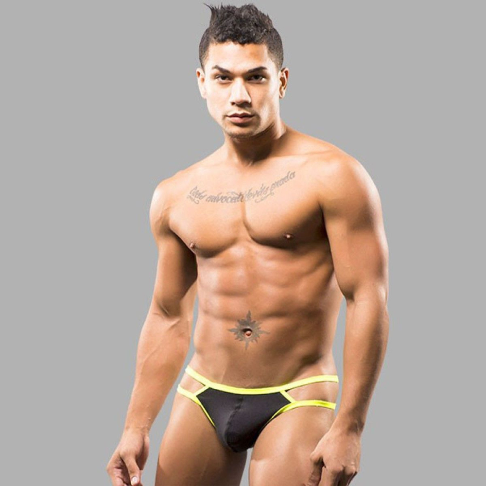 Черные мужские трусы-стринги с 2 боковыми бретелями (Размер: XL) (Цвет: черный)