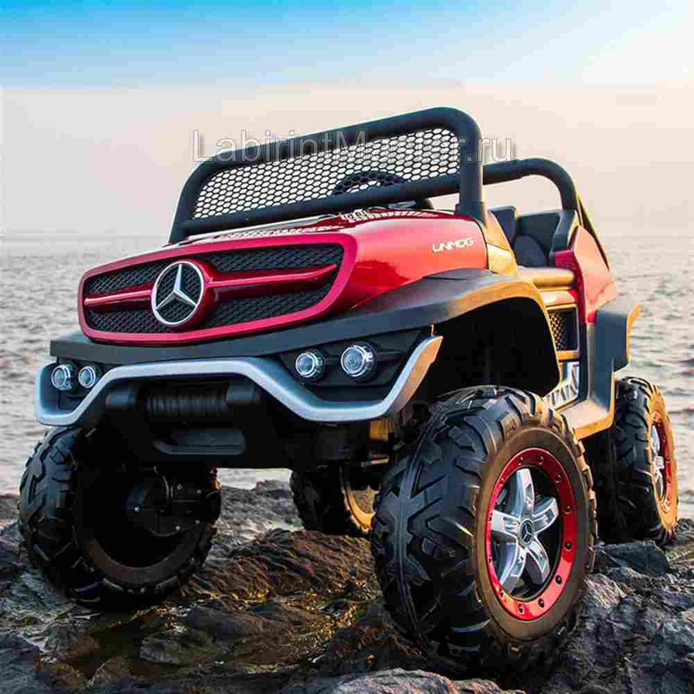 Детский электромобиль "Mercedes" UNIMOG красный