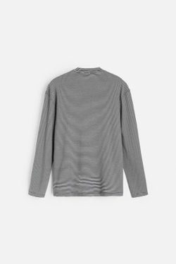 ZARA ЖАККАРДОВАЯ ФУТБОЛКА В ПОЛОСКУ, БЕЛЫЙ/МОРСКОЙ СИНИЙ