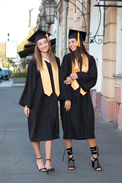 Комплект выпускника черный стандарт с галстуком (золото)