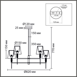 8279/8 CLASSI LN26 054 хром/серый, металл/керамика/текстиль Люстра Е14 8*40W 220V KARMEN