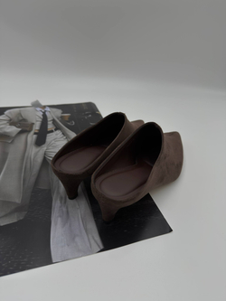 Мюли на каблуке женские экокожа арт. 416-8 цвет"коричневый"