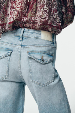 ZARA ДЖИНСЫ Z1975 КЛЕШ С НИЗКОЙ ПОСАДКОЙ, ВЫЦВЕТШИЙ СИНИЙ