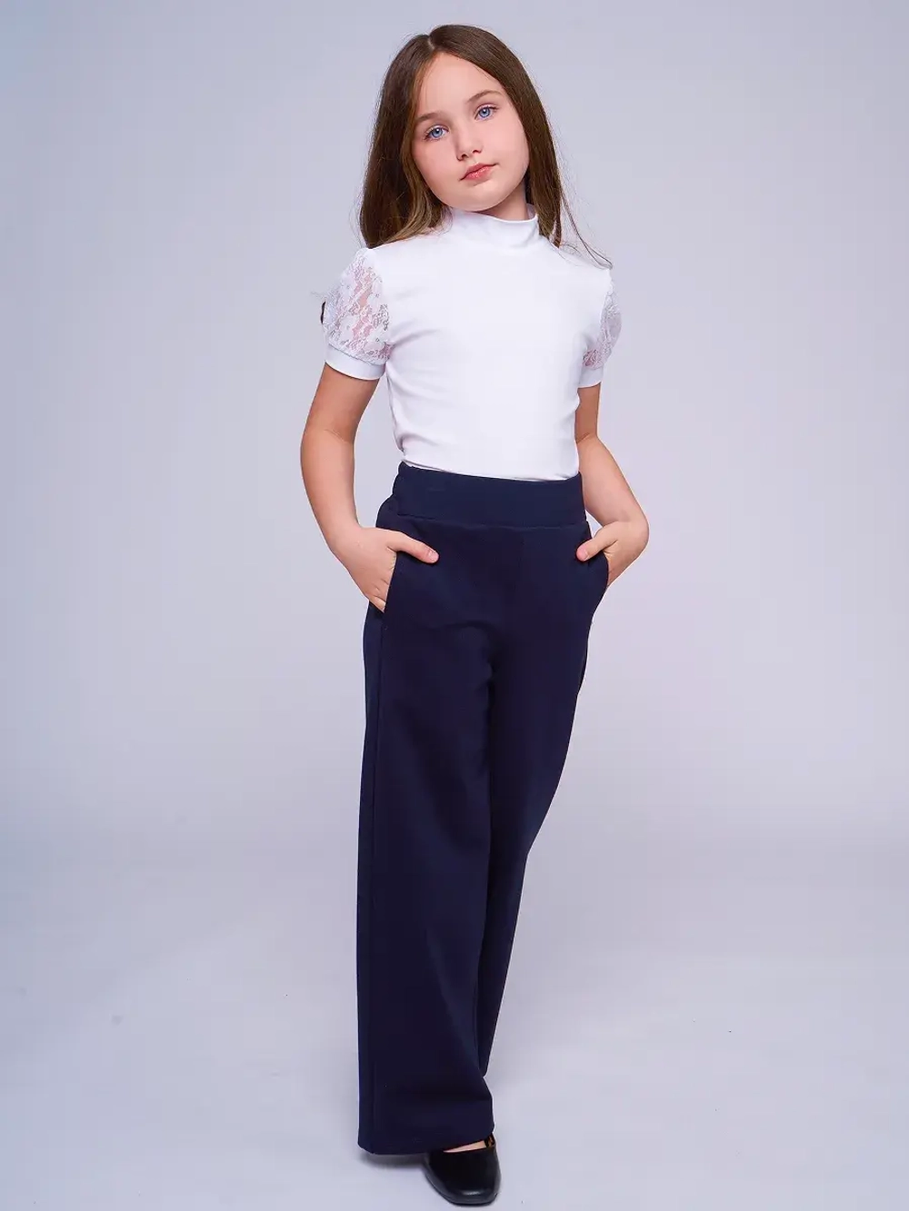 Блузка школьная для девочки с коротким рукавом