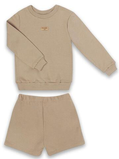 Костюм для девочек (свитшот, шорты) бежевый, р.110 (MINAKU)