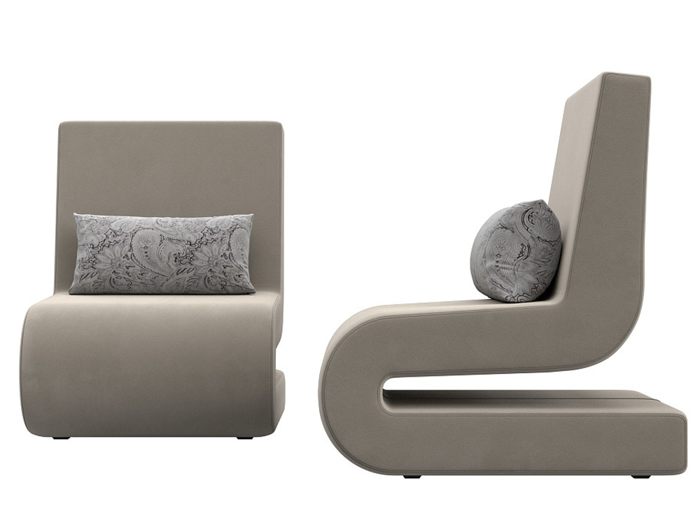 Кресло Волна (2 шт.), бежевый/серый, Микровельвет\Велюр, 115666