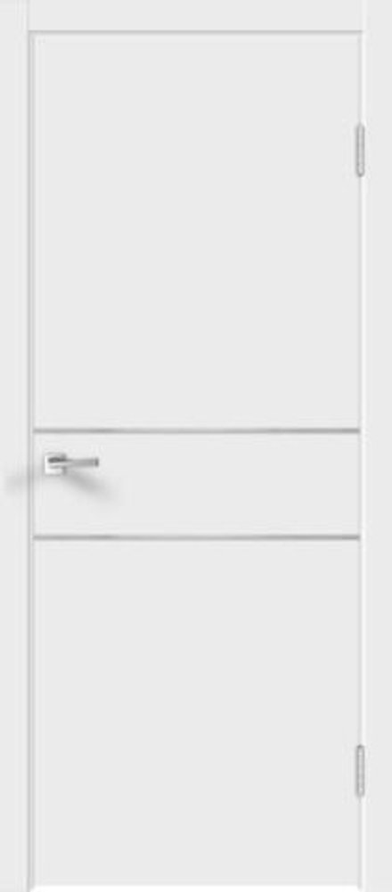 Межкомнатная дверь Velldoris Flat H2 (молдинг алюминий) Эмаль белая