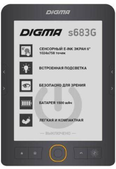 Электронная книга Digma S683G 6" E-Ink 4Gb серый, арт. 10110