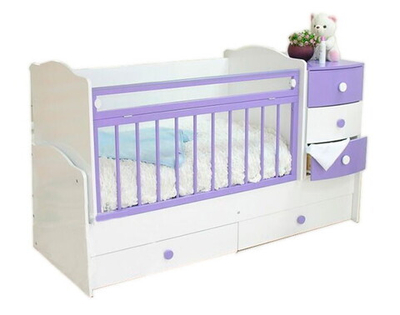 Детская кроватка трансформер Красная Звезда Кирюша С-859 Белая-сиреневый