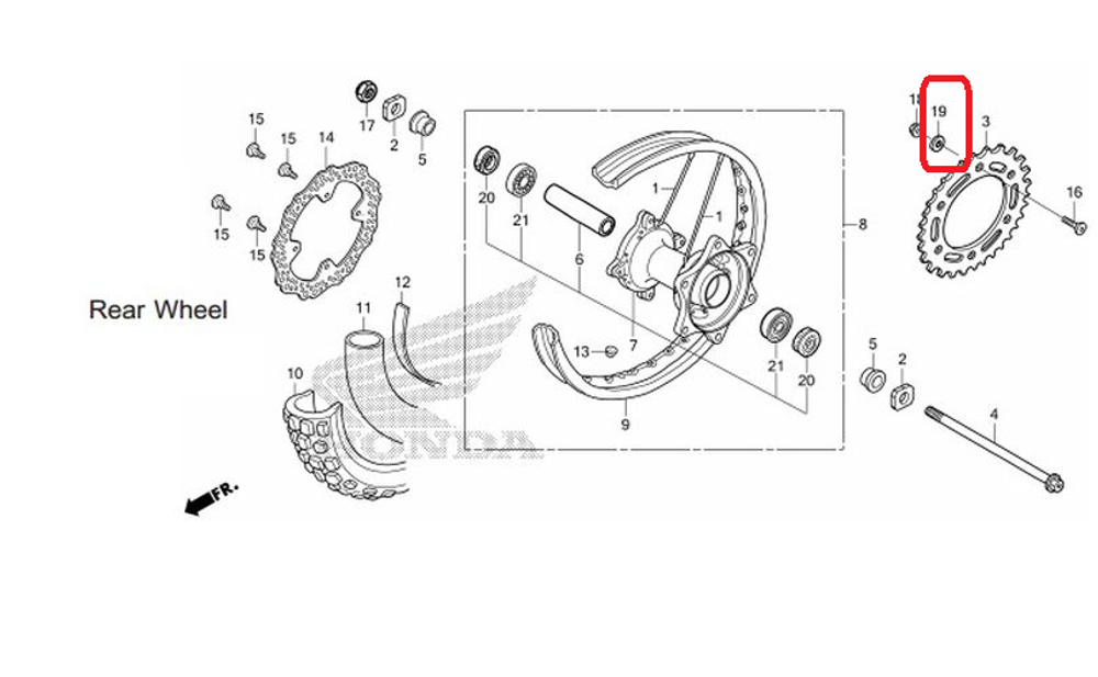 90438-463-000. WASHER, SPECIAL, 11X21X2.3