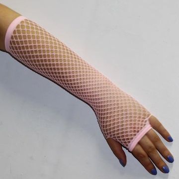 Перчатки в сеточку длинные розовые (005)