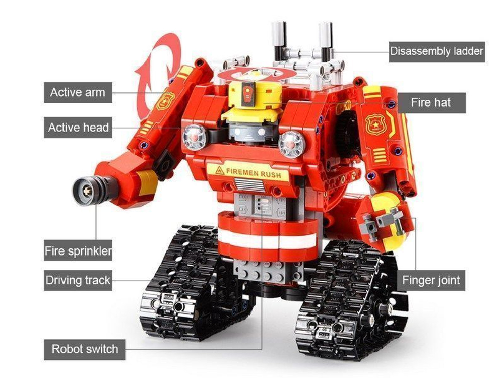 Пожарный робот-трансформер, Конструктор радиоуправляемый CADA 2 в 1, 538 элементов