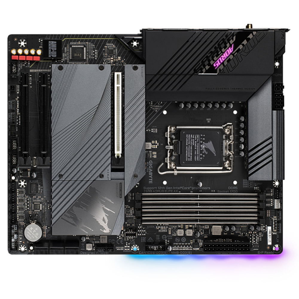Материнская плата Gigabyte Z690 AORUS ELITE AX Socket 1700, Intel Z690, 4xDDR5, PCI-E 5.0, 2500 Мбит/с, Wi-Fi, Bluetooth, 3xUSB 3.2 Gen1, 2xUSB 3.2 Gen2, USB 3.2 Gen2x2 Type-C, HDMI, DisplayPort, подсветка, ATX