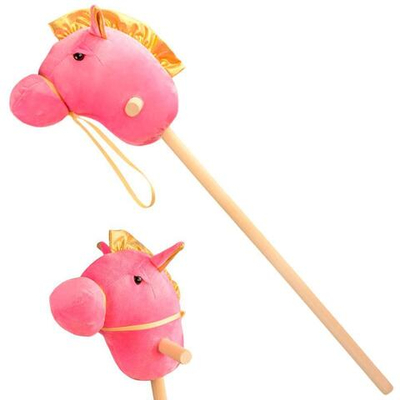 Лошадка на палке 50см. Розовый плюш 6396/50